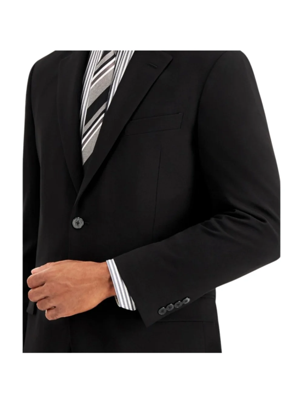 NAUTICA Men's Suit Blazer Modern-Fit Bi-Stretch Solid Black Size 38S